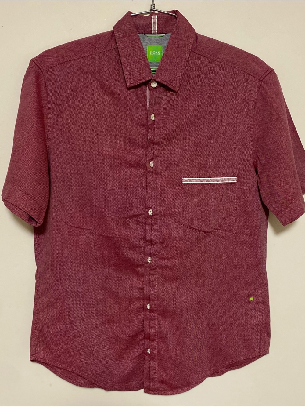 Hugo Boss Short-Sleeve Button-Down Shirt - Burgundy